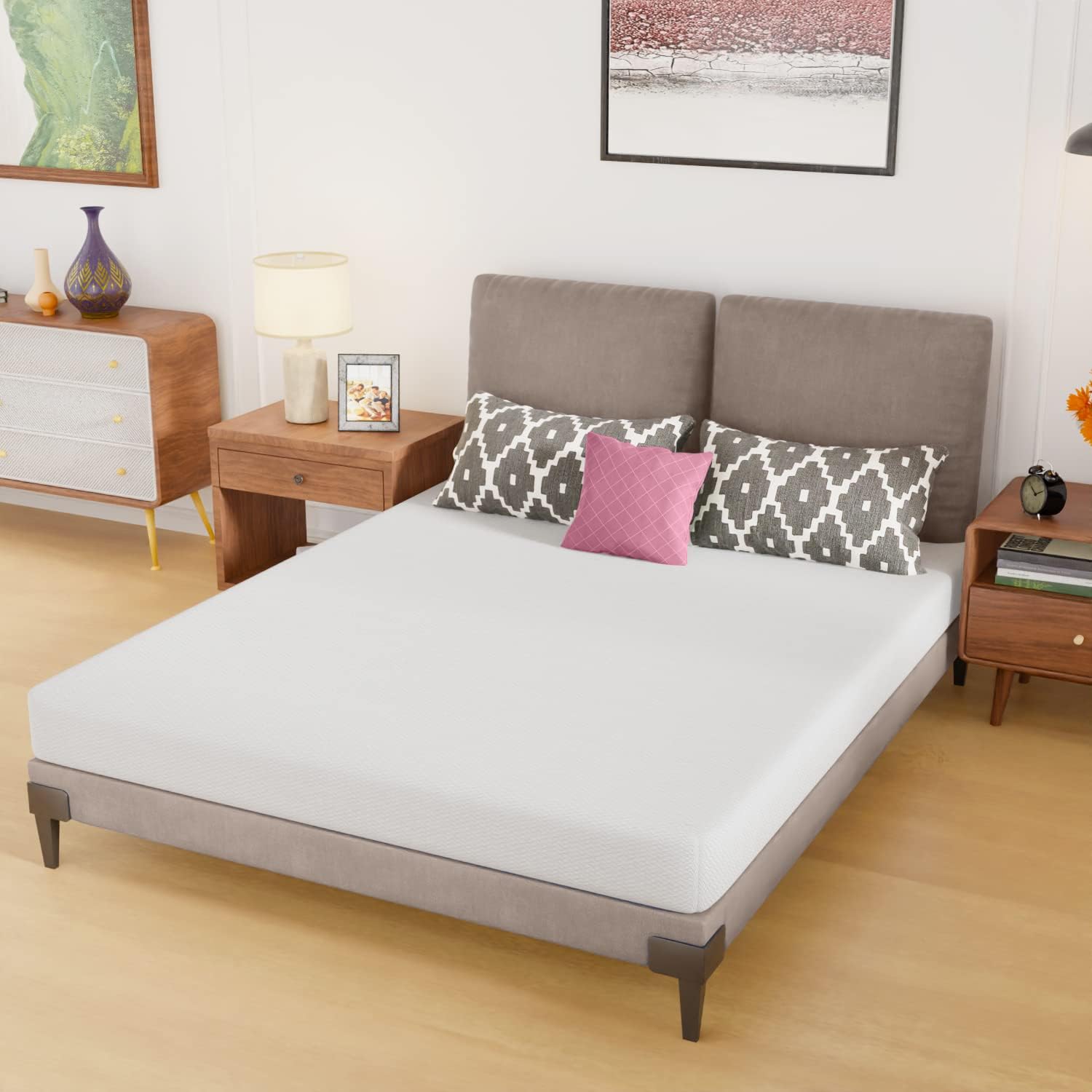 Memory Foam Mattress In A Box Queen - ที่นอนขนาดควีนไซส์,ที่นอนเจลเมมโมรีโฟมขนาด 6 นิ้วในกล่อง,แน่นปานกลาง,บรรเทาแรงกดและควบคุมอุณหภูมิ,CertiPUR-US Cert
