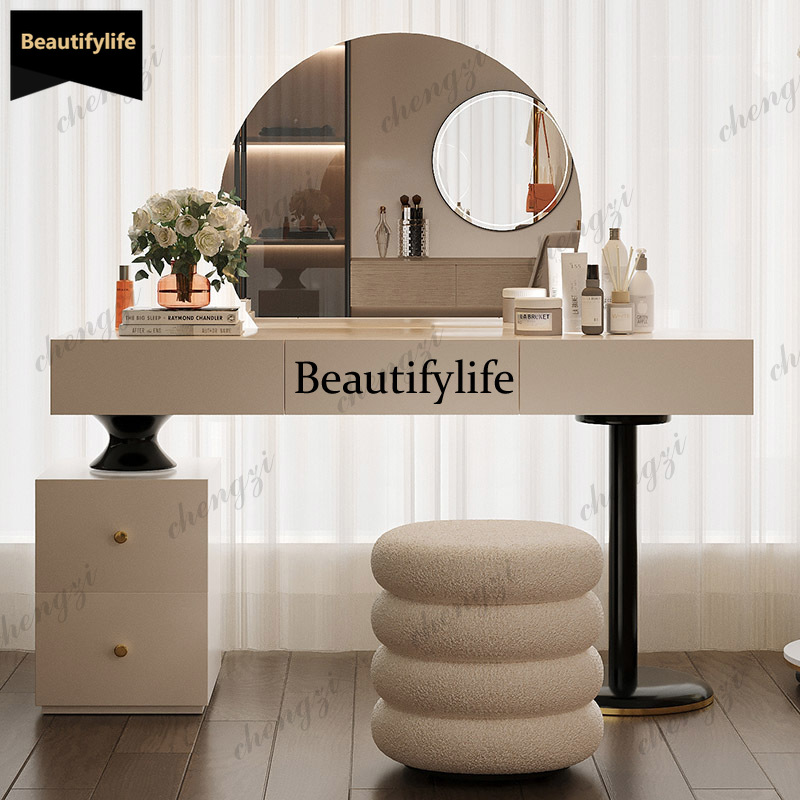 Dressing Table Vanity With Lighted Mirror - โต๊ะเครื่องแป้งห้องนอน Q181 สีขาว พร้อมกระจกไฟ โต๊ะแต่งหน้า ตู้เก็บของ