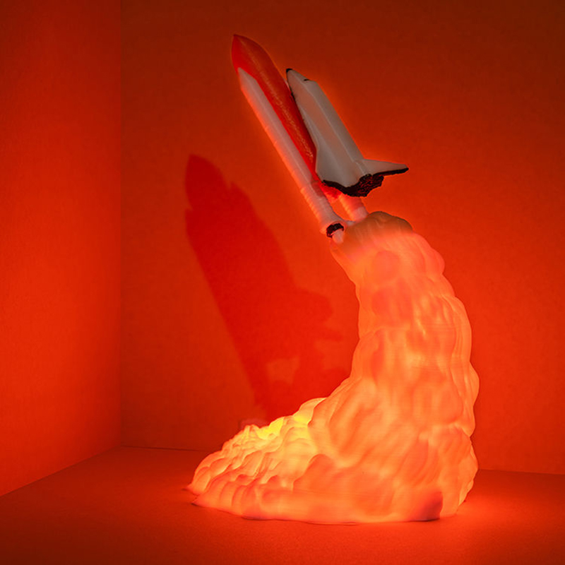 Floating Nightstand With Led Light - USB ชาร์จกระสวยอวกาศจรวด LED โคมไฟตั้งโต๊ะ 3D พิมพ์โคมไฟกลางคืน
