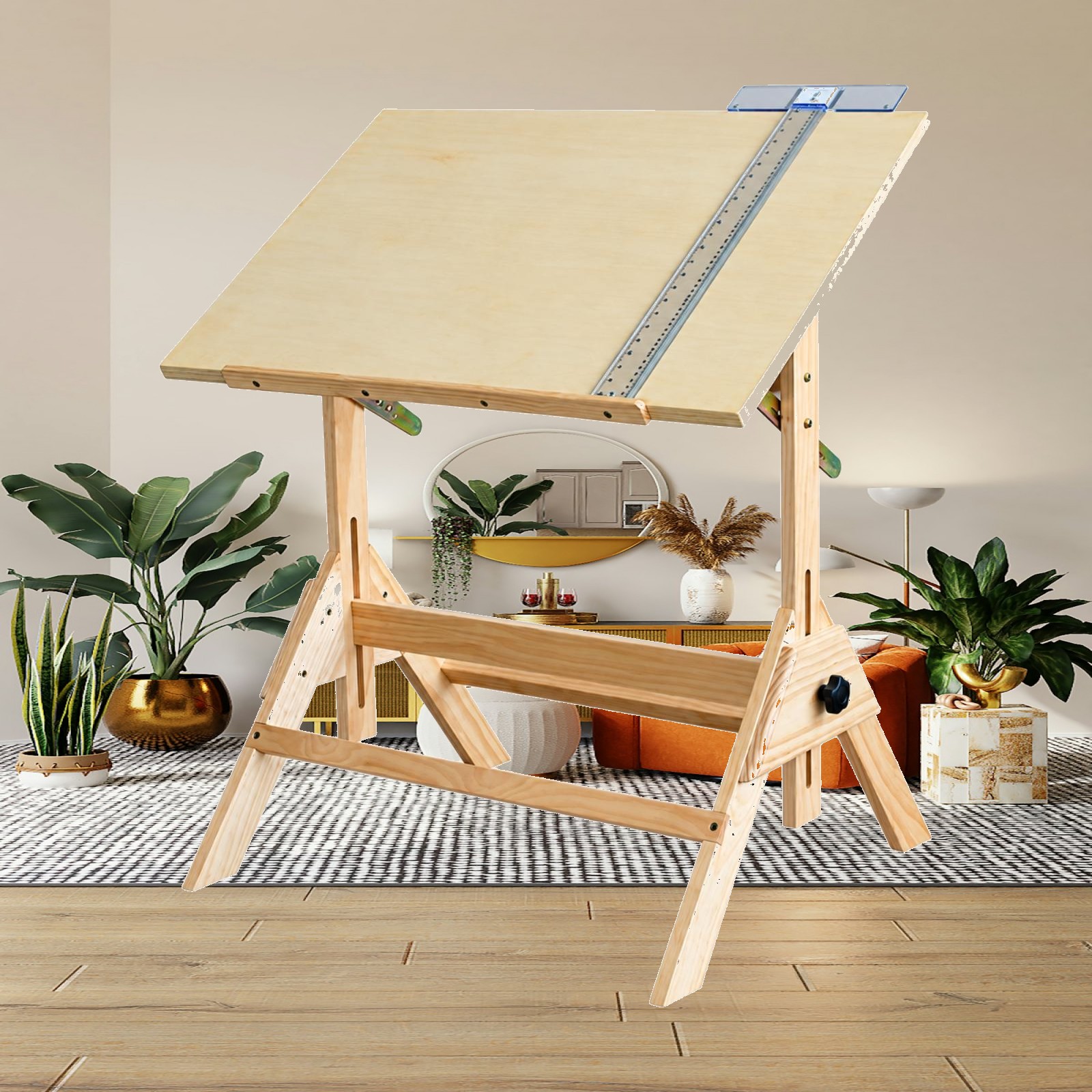 Tables - โต๊ะวาดภาพไม้ พร้อมพื้นผิวปรับเอียงได้ และฟังก์ชันปรับระดับความสูง สำหรับใช้ในสตูดิโอวาดภาพ
