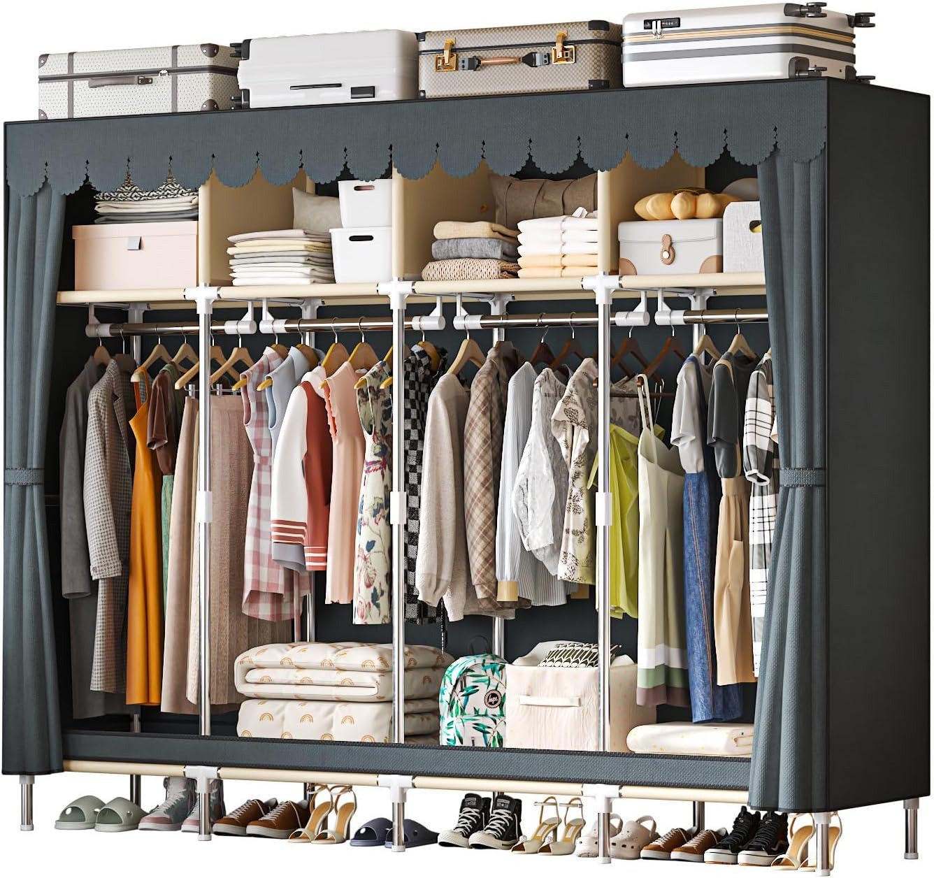 ตู้เสื้อผ้าแบบพกพาขนาด 79 นิ้ว - Wardrobe Closet Portable Fabric Cover บทวิจารณ์และราคา