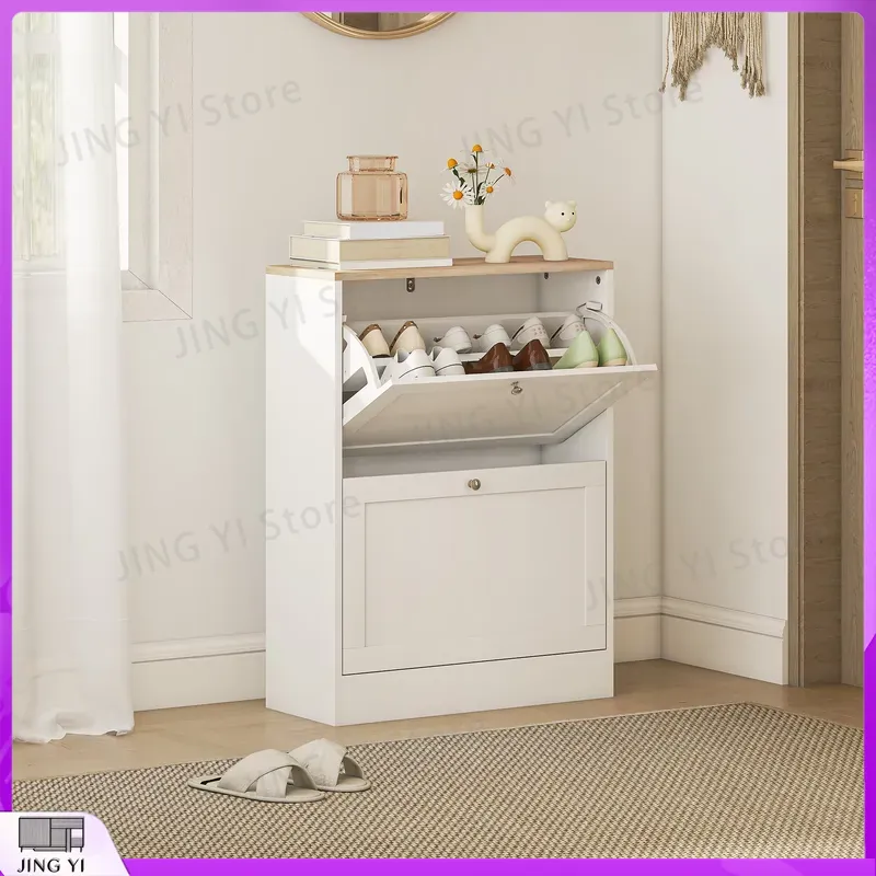ตู้เก็บรองเท้าทรงแคบพร้อมลิ้นช - Shoe Rack Cabinet Narrow Entryway บทวิจารณ์และราคา