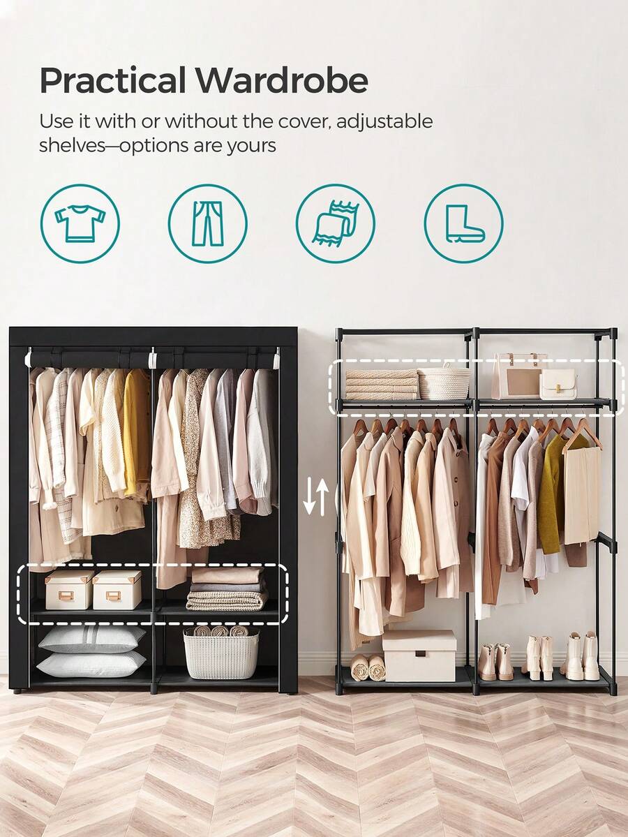 ตู้เสื้อผ้าแบบพกพาสำหรับห้องนอ - Wardrobe Closet Portable Fabric Cover บทวิจารณ์และราคา