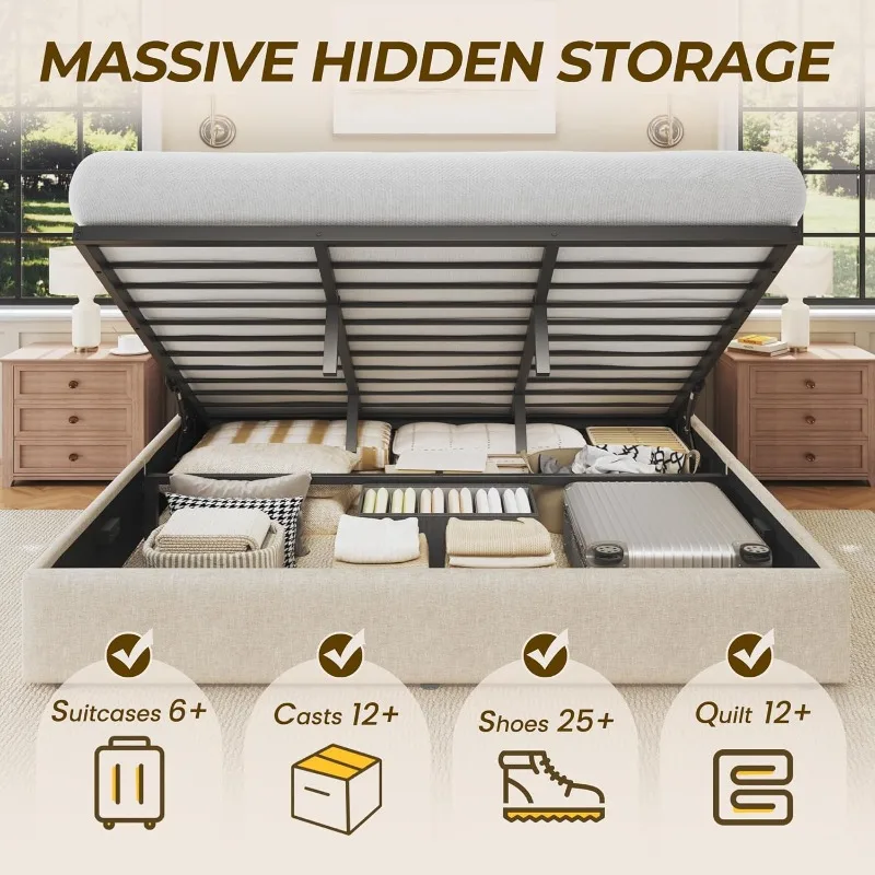 เตียงยกเก็บของขนาดคิงไซส์ HISO - Gas Lift Storage Bed Hydraulic บทวิจารณ์และราคา