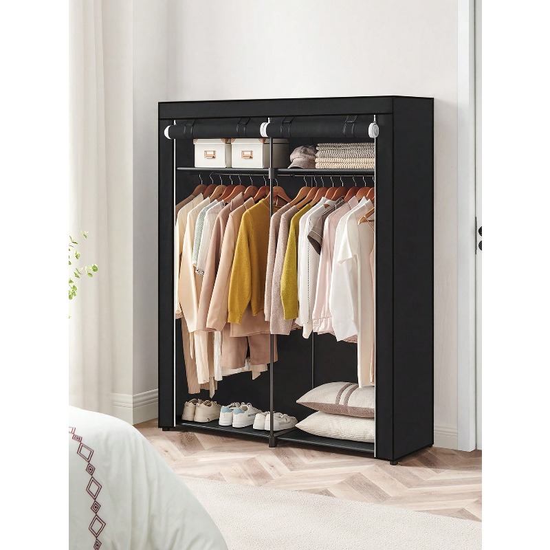 ตู้เสื้อผ้าสีดำแบบพกพาสำหรับห้ - Wardrobe Closet Portable Fabric Cover บทวิจารณ์และราคา