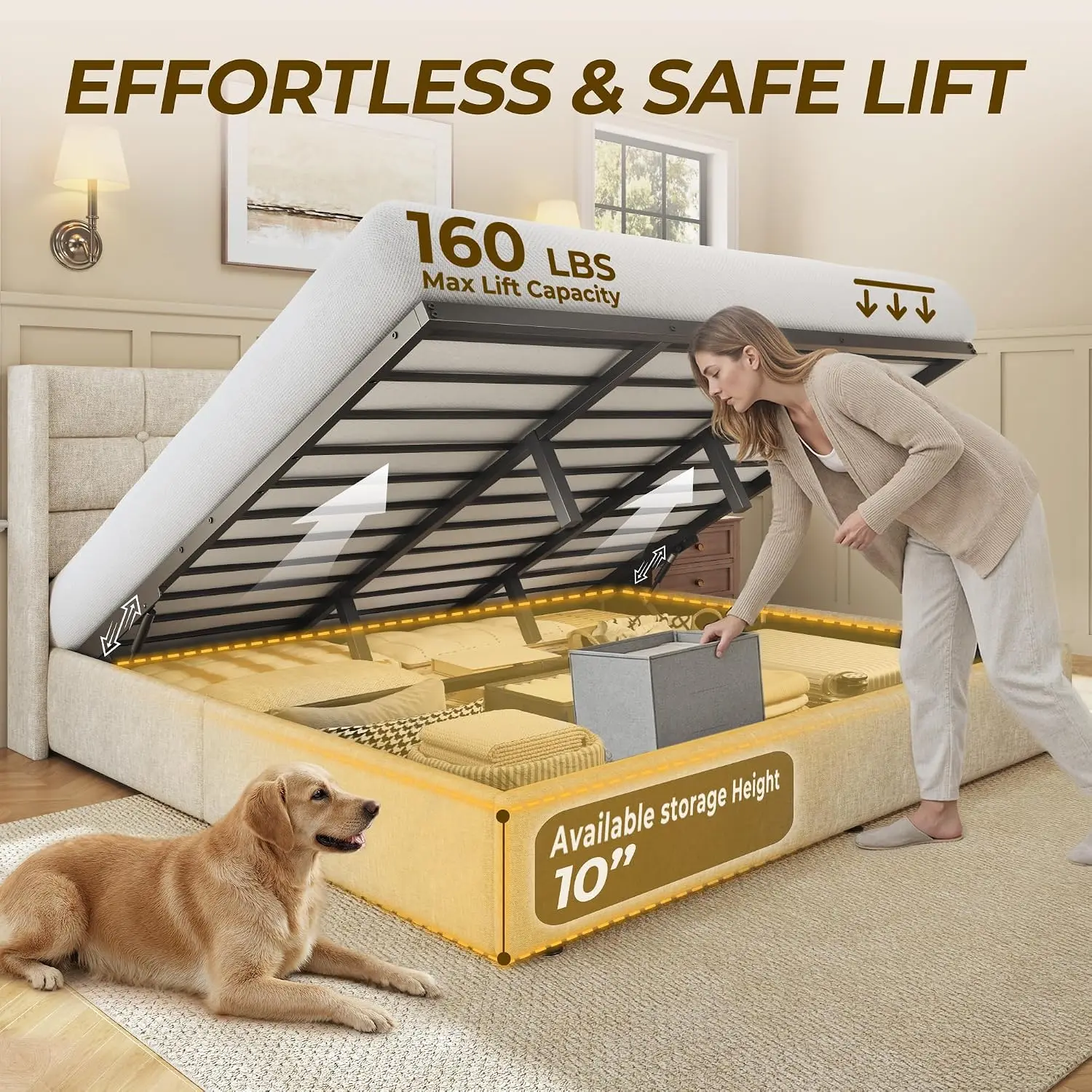 เตียงยกเก็บของขนาดคิงไซส์, เตี - Gas Lift Storage Bed Hydraulic บทวิจารณ์และราคา