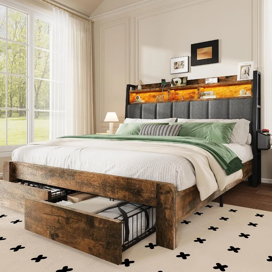 โครงเตียงขนาดคิงไซส์ พร้อมลิ้น - King Size Bed Frame With Storage Drawers บทวิจารณ์และราคา