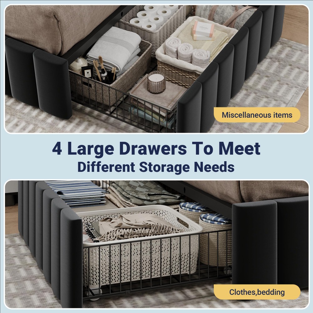 โครงเตียงขนาดคิงไซส์พร้อมลิ้นช - King Size Bed Frame With Storage Drawers บทวิจารณ์และราคา