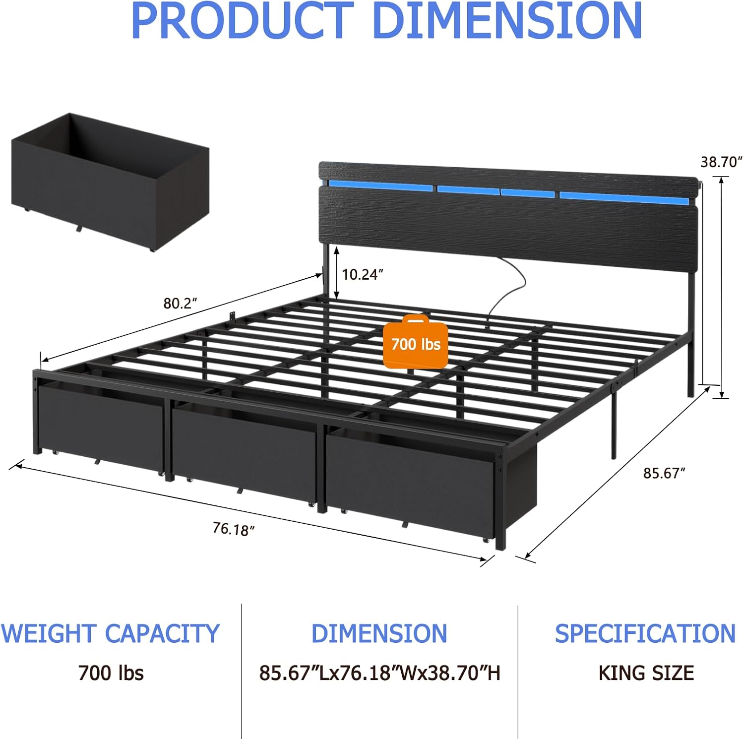 โครงเตียงขนาดคิงไซส์ Forestell - King Size Bed Frame With Storage Drawers บทวิจารณ์และราคา