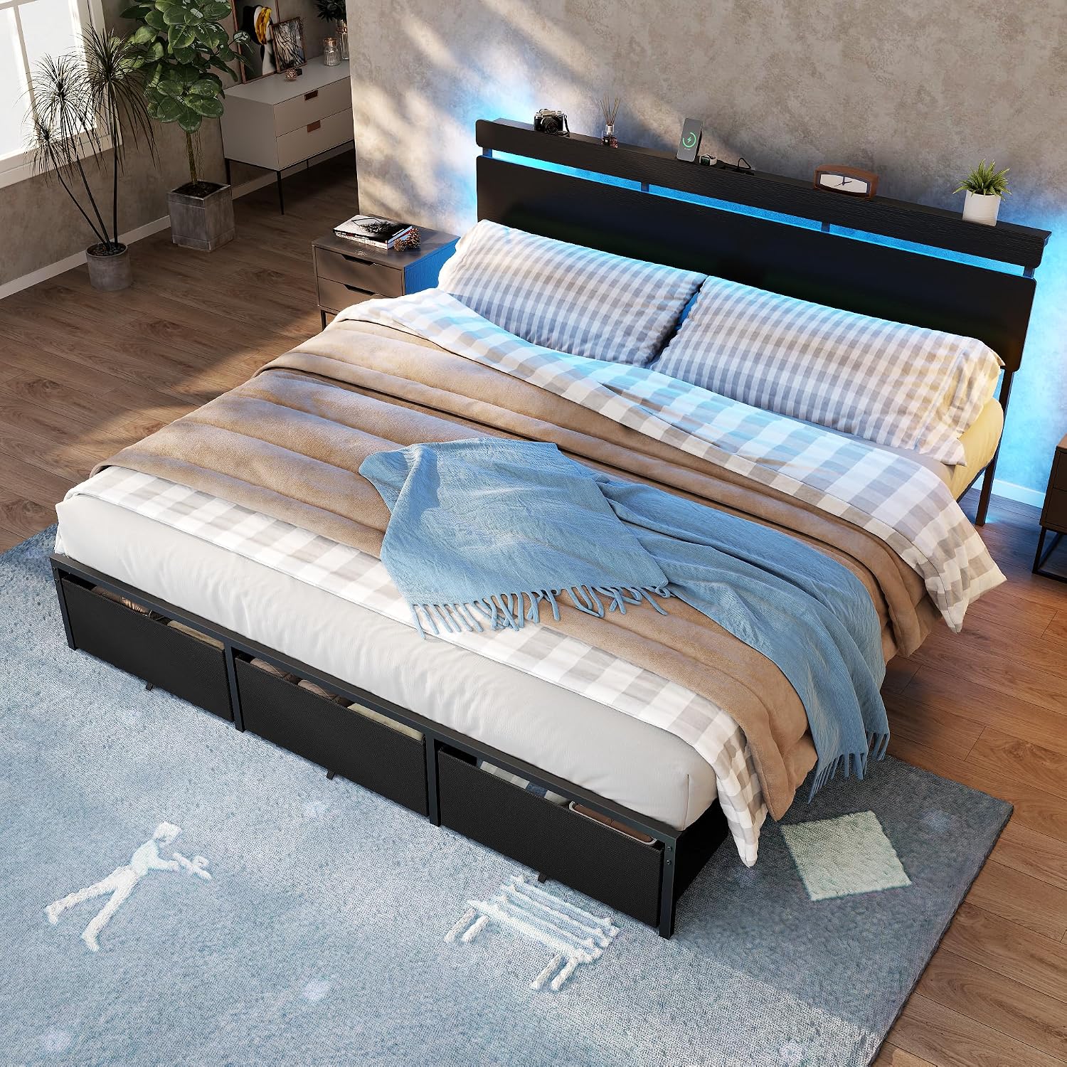 โครงเตียงขนาดคิงไซส์ Forestell - King Size Bed Frame With Storage Drawers บทวิจารณ์และราคา