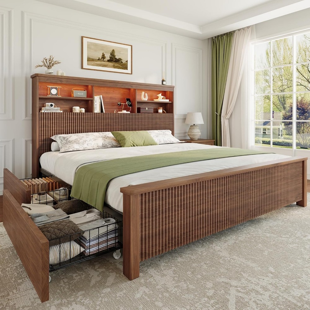 โครงเตียงขนาดคิงไซส์ พร้อมลิ้น - King Size Bed Frame With Storage Drawers บทวิจารณ์และราคา