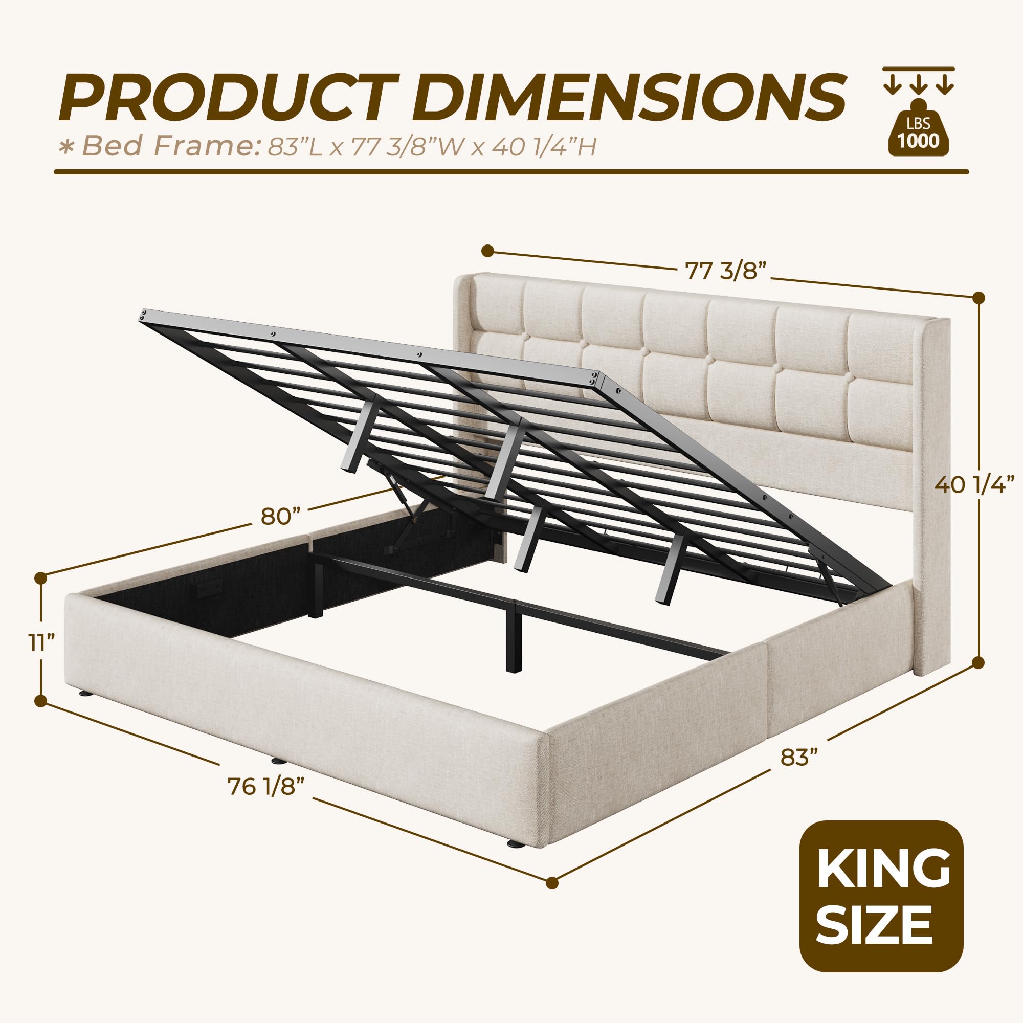 เตียงขนาดคิงไซส์แบบยกขึ้นได้พร - Gas Lift Storage Bed Hydraulic บทวิจารณ์และราคา