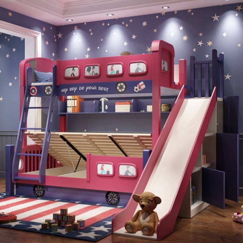 เตียงเด็กสไตล์โมเดิร์นพร้อมสไล - Bunk Bed With Stairs And Slide บทวิจารณ์และราคา