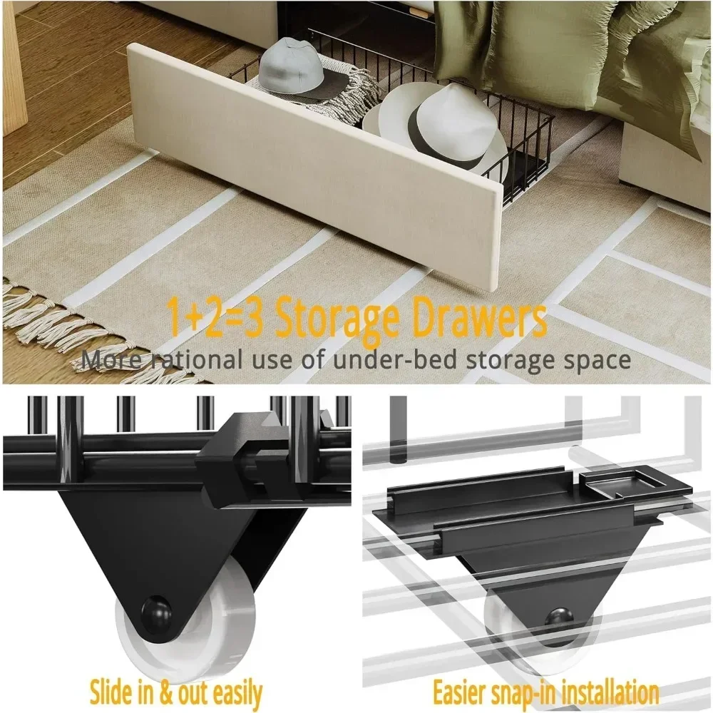 โครงเตียงขนาดคิงไซส์พร้อมหัวเต - King Size Bed Frame With Storage Drawers บทวิจารณ์และราคา